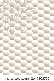Abstract Arabic Calligraphy Mandala with Hexagonal Background in Beige Tones