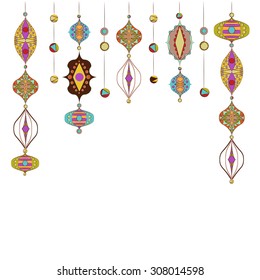 Abstract Arabic colorful lamps. Vector illustration.