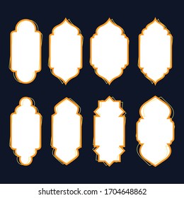 abstract arabic door window vector template, good for islamic frame design template. flat color style