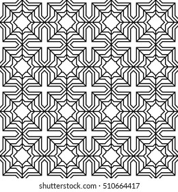 Abstract arabic geometric tile black and white hipster fashion pillow pattern
