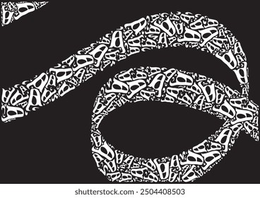 Abstract Arabic Lettering Art in Black and White. Suitable for Wall Art. The Letter is "Haa" in English.