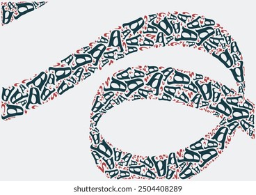 Abstract Arabic Lettering Art in Retro Colors Palette. Suitable for Wall Art. The Letter is "Haa" in English.