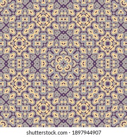 Abstract arabic motifs seamless pattern vector design. Organic abstract ornament. Floor tile endless pattern. Sacred design.