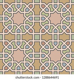 Abstract Arabic multicolor mosaic pattern. Textile ornament. Vector oriental background/ Asia/ India/ Ethnic/ Folk/ Ancient decorative wallpaper