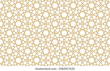 Abstract arabic seamless pattern line style design. gold moroccan motif in islamic texture geometric background