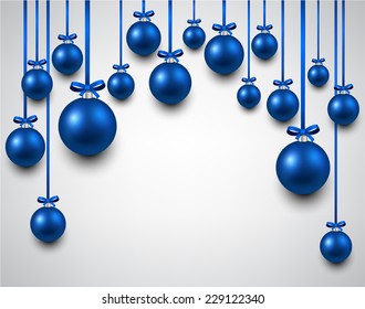 Abstract arc background with blue Christmas balls. Vector illustration.  