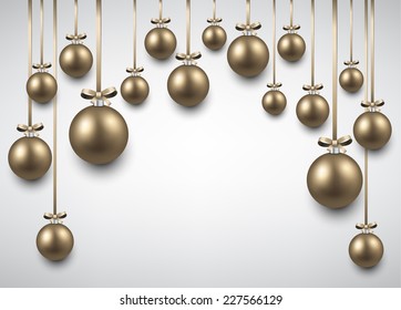 Abstract arc background with golden christmas balls. Vector illustration. 