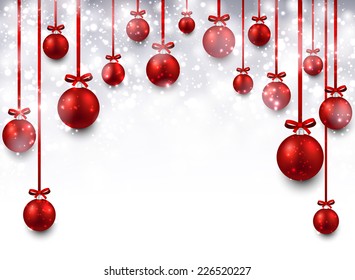 Abstract arc background with red christmas balls. Vector illustration. 