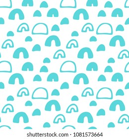 Abstract arch blue and white seamless pattern. Geometric background. Vector illustration.