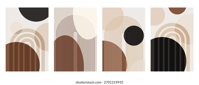 Abstract arch boho wall art decoration. Flat boho wall art poster