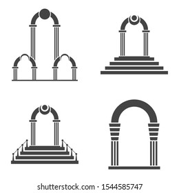 Abstract arch icon set. Black arch vector icon.