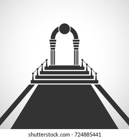 Abstract arch icon. Arch silhouette with a path. 