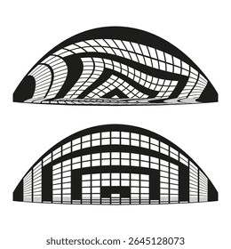 Abstract arch pattern. Curved geometric shape. Monochrome wave design. Repeating line illustration.
