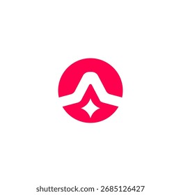 Abstractas Arco y Estrella Logo en Red Circle