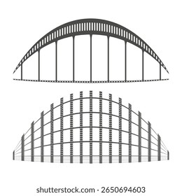 Abstract arch structure. Geometric tunnel design. Monochrome architectural form. Vector illustration.
