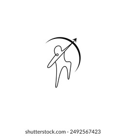 abstract archer person logo in flat vector design style