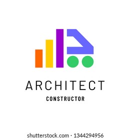 Abstract architect constructor with rectangle shape and circle logo design inspiration. Logo template for architect and construction