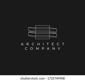 Abstract architect design vector logo. Line Building Real Estate Logo Template Illustration Design.