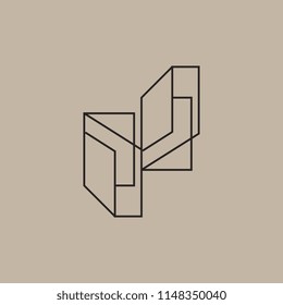 Abstract architect logo icon template with creative lines