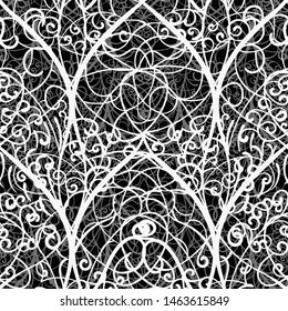 Abstract architectural 3D background. Stylized arched designs of intertwining thin paper strips.
