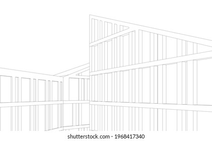 abstrakter architektonischer Hintergrund 3D-Illustration
