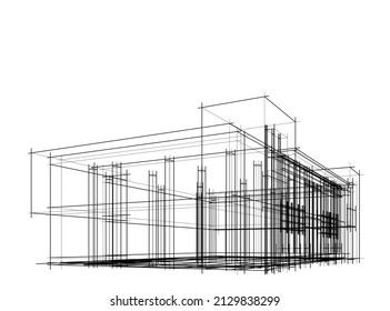 abstrakter architektonischer Hintergrund 3D-Illustration