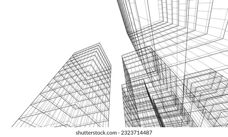 fondo arquitectónico abstracto Ilustración 3d