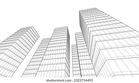 abstrakter architektonischer Hintergrund 3D-Illustration