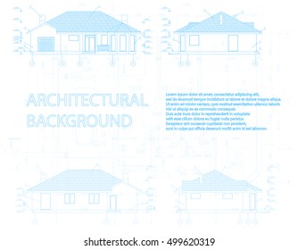 Abstract architectural background. Detailed architectural house plan. Vector blueprint with sample text. 
