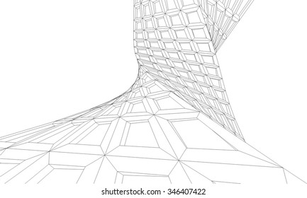 abstract architectural background. Linear 3d 