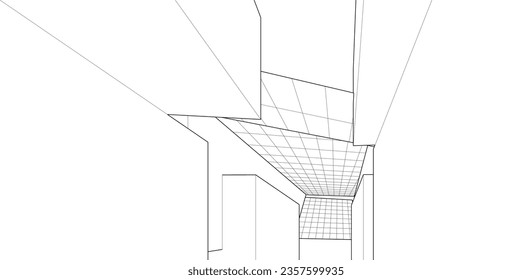 Abstrakter architektonischer Hintergrund, Vektorgrafik 3D
