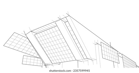 Abstract architectural background vector 3d illustration