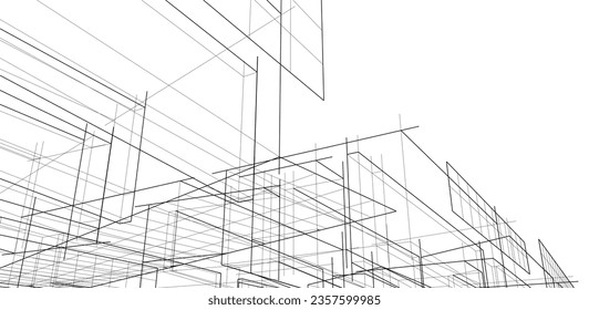 Abstract architectural background vector 3d illustration