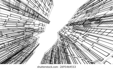 Abstract architectural background vector 3d illustration