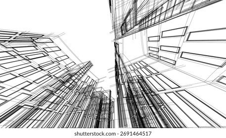 Abstract architectural background vector 3d illustration