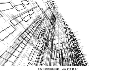 Abstract architectural background vector 3d illustration