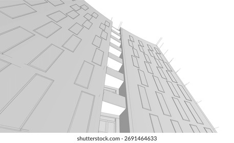 Abstract architectural background vector 3d illustration