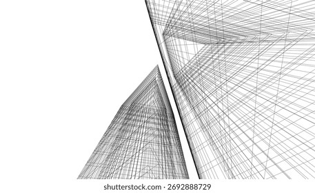 Abstract architectural background vector 3d illustration