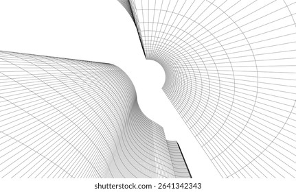 Abstract architectural background. Vector linear illustration on white background