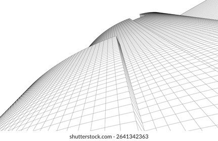 Abstract architectural background. Vector linear illustration on white background