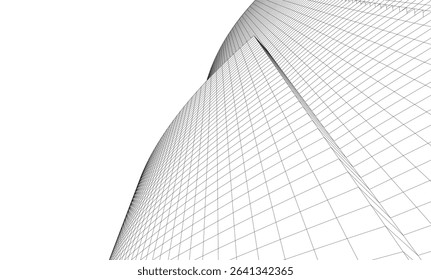 Abstract architectural background. Vector linear illustration on white background