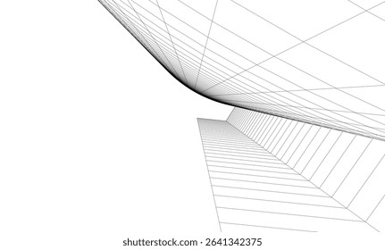 Abstract architectural background. Vector linear illustration on white background