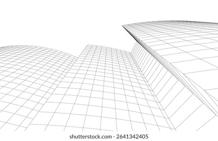 Abstract architectural background. Vector linear illustration on white background