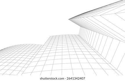 Abstract architectural background. Vector linear illustration on white background