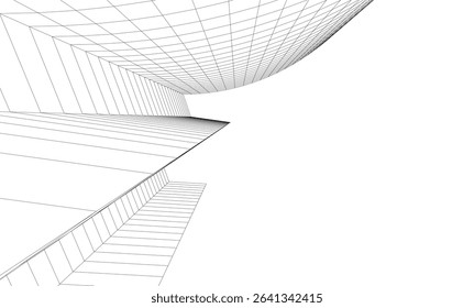 Abstract architectural background. Vector linear illustration on white background