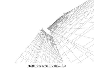 Renderização 3D de edifício arquitetônico abstrato