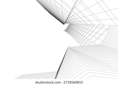 Renderização 3D de edifício arquitetônico abstrato