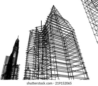 abstract architectural building vector sketch