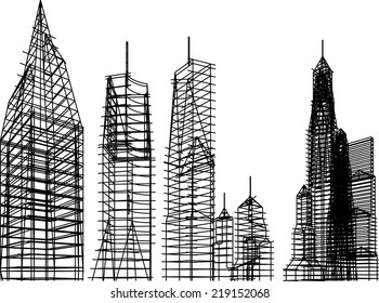 abstract architectural building vector sketch