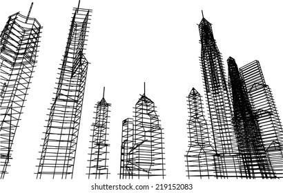 abstract architectural building vector sketch